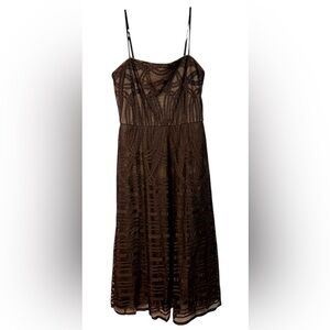 BCBGMaxAzria Chocolate Brown Maxi Dress 6 (formal, cocktail, lace)